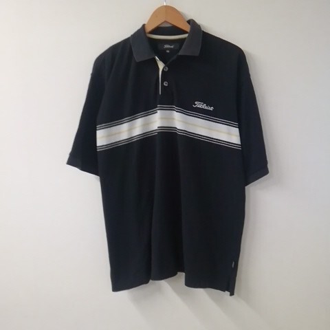 ★【古着】 Titleist(タイトリスト) ポロシャツ(ゴルフウェア) LLサイズ ブラック拍卖