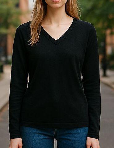 美品 ユニクロ ニットセーター XLサイズ ブラック Vネック 長袖 秋冬拍卖