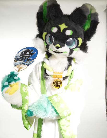 ★着ぐるみヘッド 犬 NO.364 黒 緑 全頭ヘッド ケモノ ファースーツ ぬいぐるみ コスプレ コスチューム kigurumi 一点物拍卖