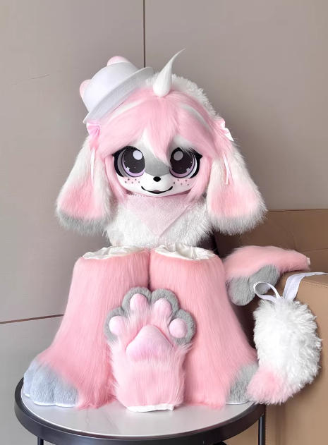 ★ファースーツ 着ぐるみセット NO.258 うさぎ ピンク グレー ケモノ ファースーツ 全頭ヘッド ぬいぐるみ コスプレ コスチューム 一点物拍卖