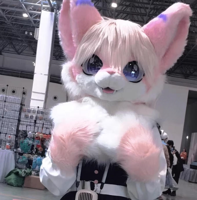 ★ファースーツ 着ぐるみセット NO.248 キツネ ピンク ケモノ ファースーツ 全頭ヘッド ぬいぐるみ コスプレ コスチューム 一点物拍卖