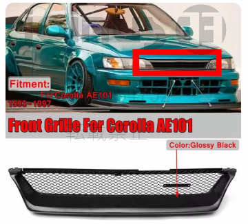 トヨタカローラ 光沢 黒 車 フロントバンパーグリル ワゴンスタイル ブラック TOYOTA COROLLA AE101 1993 1994 1995 1996 1997拍卖