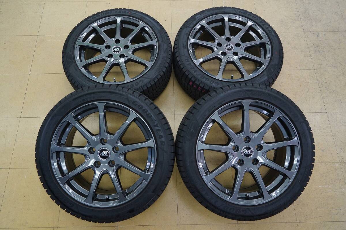 【バリ山 美品 中古 SET】225/45R17 グッドイヤー アイスナビ8 24年 AFT ベルツェン 17 5H112 7.5J+50 BMW 1シリーズ拍卖