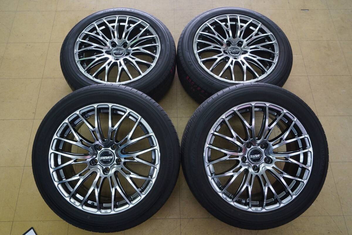 【中古 SET】レイズ ホムラ 2×10 BD 19 5H120 8.5J+36 ヨコハマ ブルアース XT AE61 225/55R19 22年 40系 アルファード ヴェルファイア拍卖