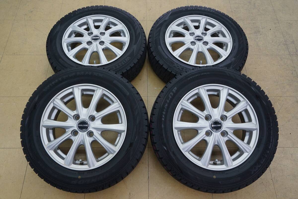 【バリ山 中古 SET】165/70R14 ダンロップ ウィンターマックス02 20年 VULTEE 14 4H100 4.5J+45 スイフト ソリオ拍卖