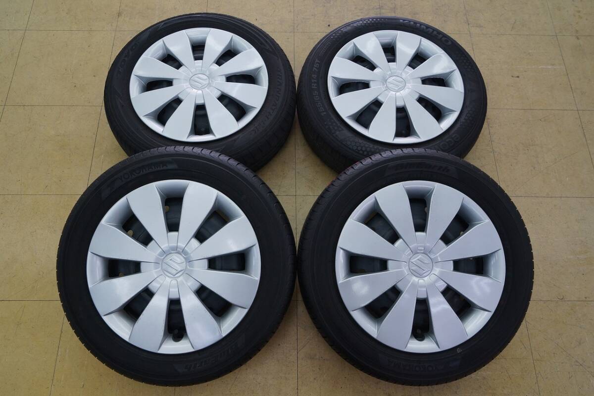 【中古 SET】155/65R14 スズキ 純正 鉄 14 4H100 4.5J ワゴンR アルト ラパン拍卖
