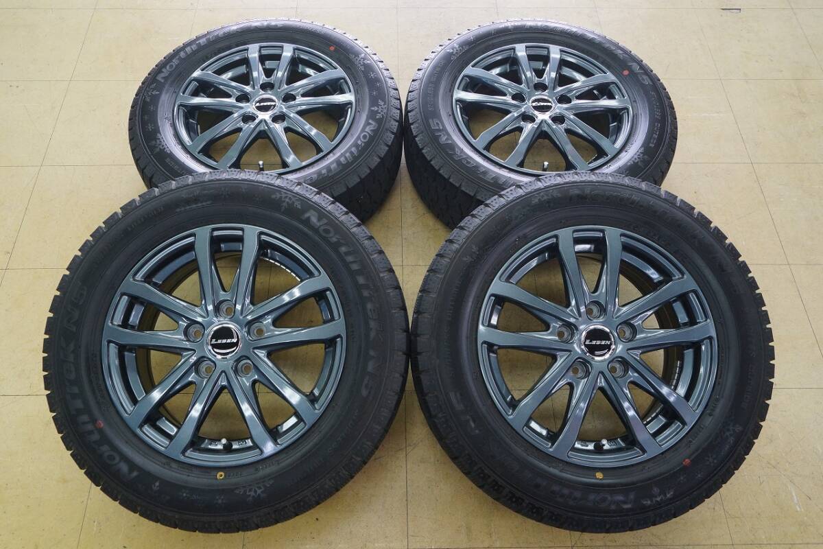 【バリ山 美品 中古 SET】195/65R15 ノーストレック N5 22年 LEBEN 5H114.3 6J+53 ノア ヴォクシー ステップワゴン アクセラ エスクァイア拍卖