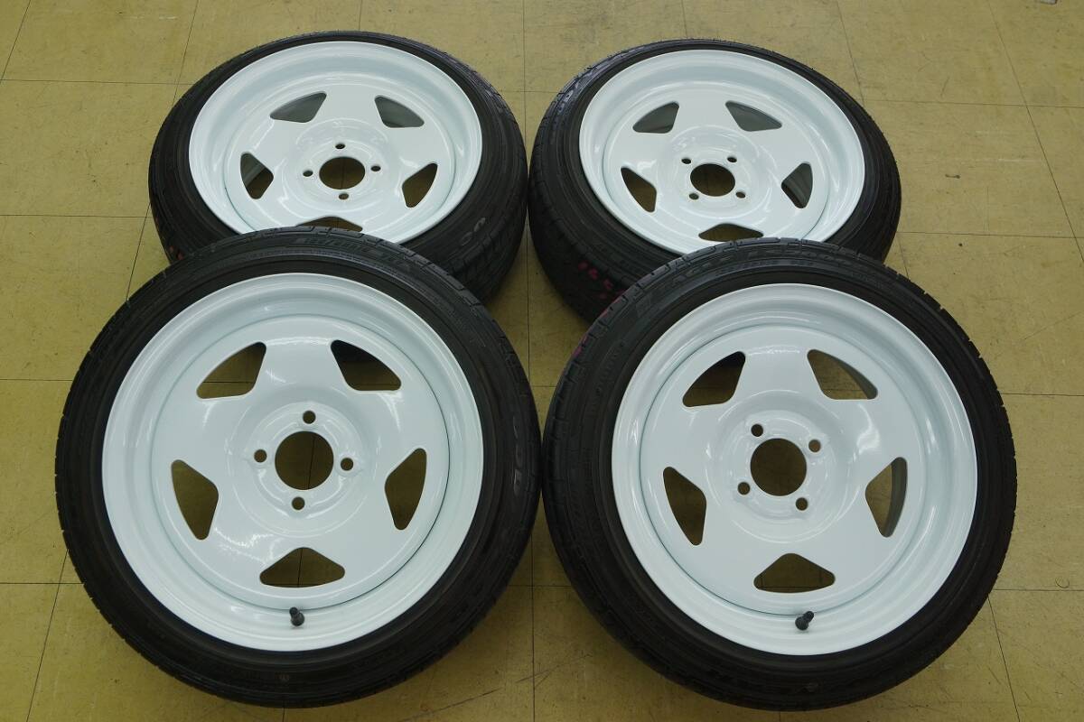 【アウトレットホイール】デイトナ ストリートレーサー ホワイト 15インチ 7J+30 4H100 カスタム 深リム 軽トラ【中古タイヤ】165/55R15拍卖