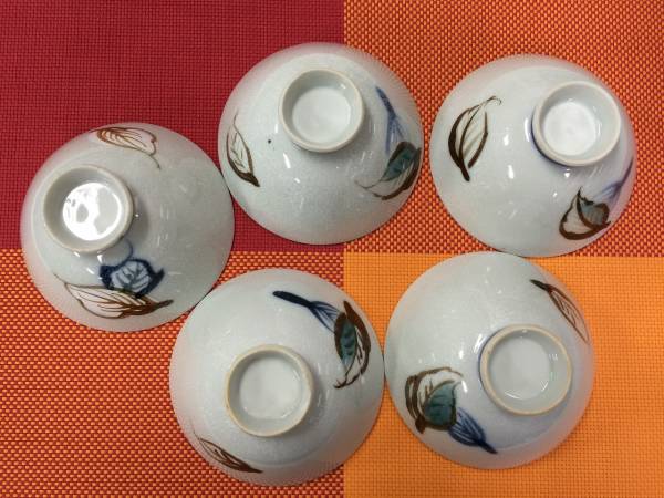 5個1組 2組可【即決】木の葉の絵柄 昭和初期 小さな お茶碗 飯碗拍卖