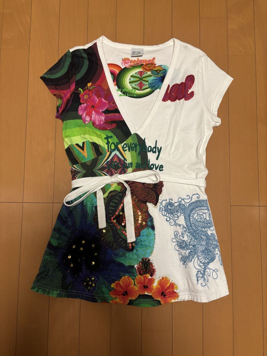 デシグアル Desigual カットソー チュニックシャツ MーL 綿100% ヨガ拍卖