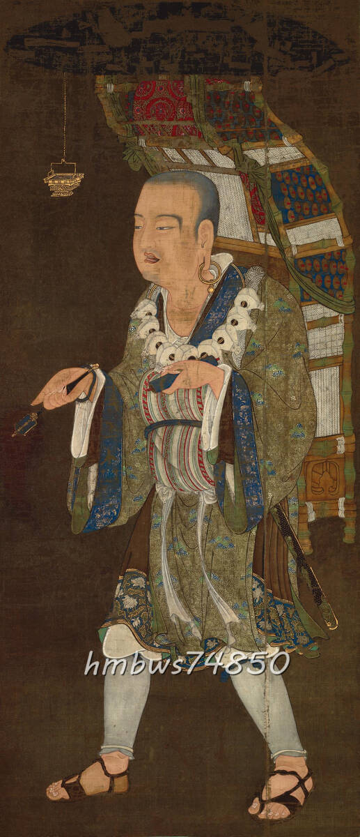 玄奘 三蔵 仏画 仏教美術 絹本 絹布 掛物 室内装飾 未表装拍卖