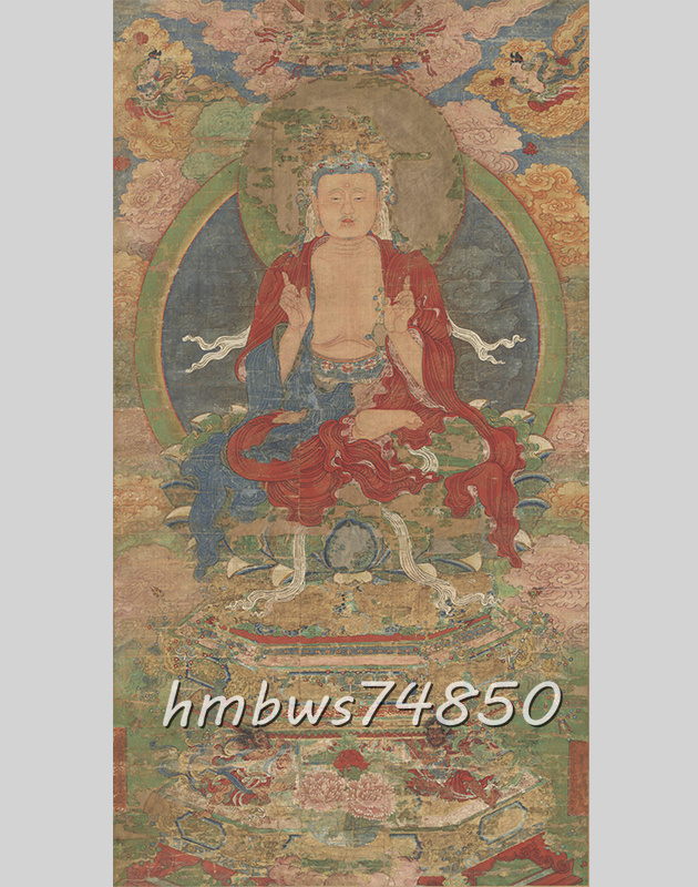 阿弥陀仏 仏像 釈迦三尊 絹本 掛物 仏教美術 仏画 未表装拍卖