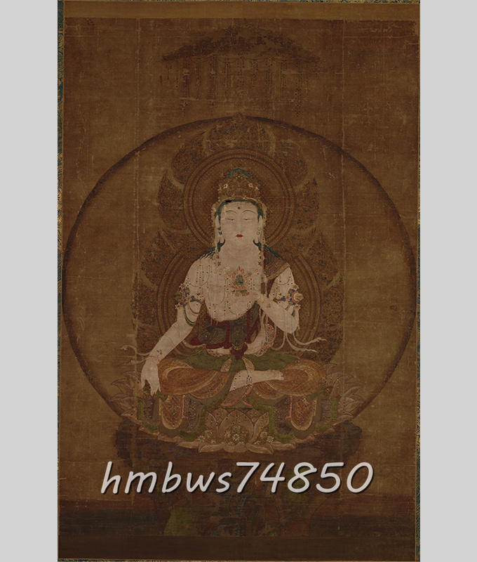 虚空蔵菩薩 仏像 仏画 絹布 仏教美術 絹本 掛け物 仏画 美術品 装飾品 未表装拍卖