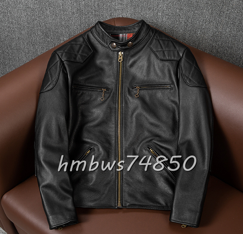 美品 メンズ 革ジャン スタンドカラー レザージャケット 最上級 牛革 ライダース ハーレー バイクウエア ブルゾン 本革 S-5XLサイズ拍卖