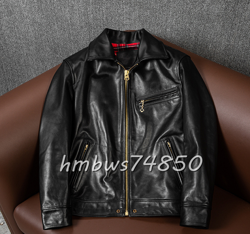 美品 メンズ 革ジャン レザージャケット 最上級 馬革 本革 ライダース ハーレー バイクウエア オートバイ ブルゾン S-2XLサイズ拍卖