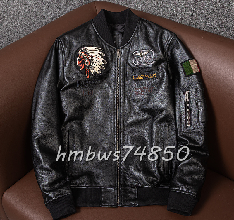 美品 メンズ 革ジャン スタンドカラー ライダース レザージャケット 最上級 牛革 本革 ハーレー バイクウエア ブルゾン S-5XLサイズ拍卖