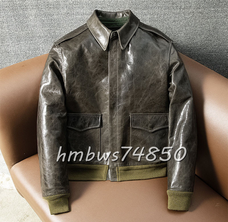 美品 メンズ 革ジャン TYPE A-2 フライトジャケット 最上級 羊革 レザージャケット ライダース ブルゾン ヴィンテージ風 本革 S-4XLサイズ拍卖