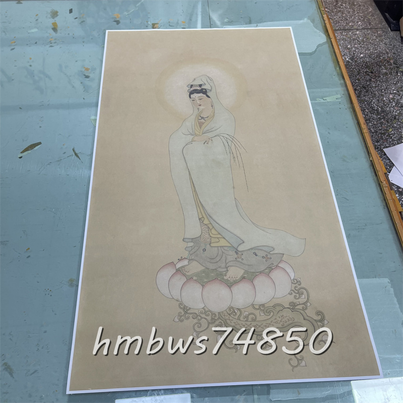 明 観音菩薩 仏画 仏像 絹布 仏教美術 絹本 掛け物 美術品 収蔵品 未表装拍卖