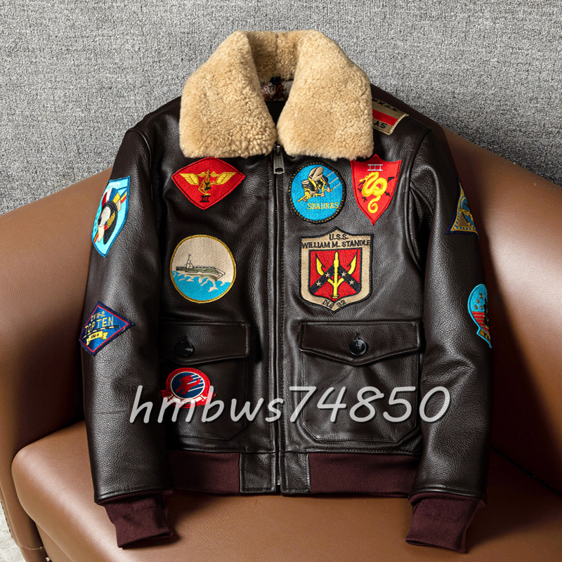 新品 メンズ 革ジャン TYPE G-1 フライトジャケット 最上級 牛革 レザージャケット ライダース ブルゾン 本革 ブラウン S-6XLサイズ拍卖