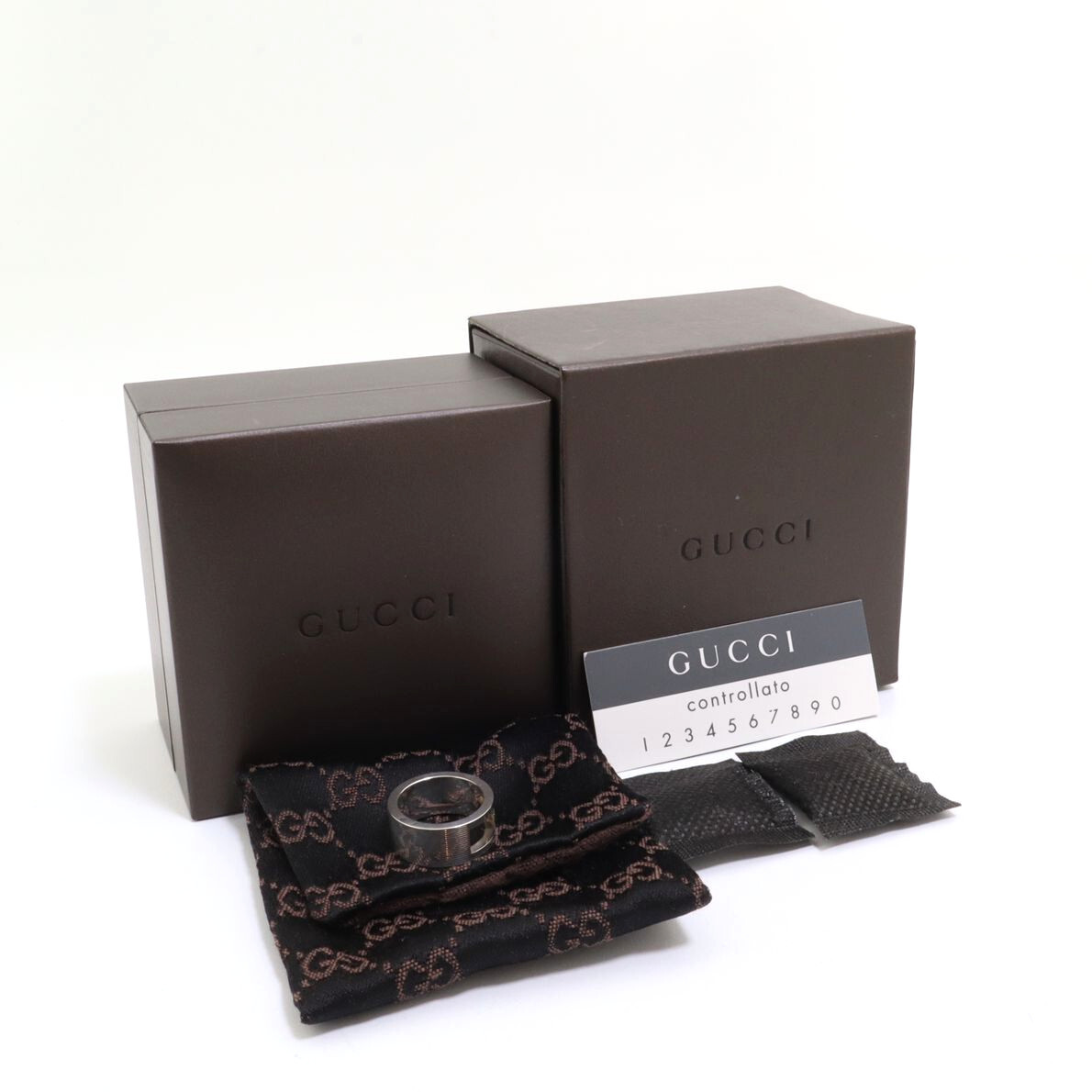 グッチ GUCCI ブランデッドG リング 指輪 アクセサリー 925 レディース シルバー 表記サイズ8 拍卖