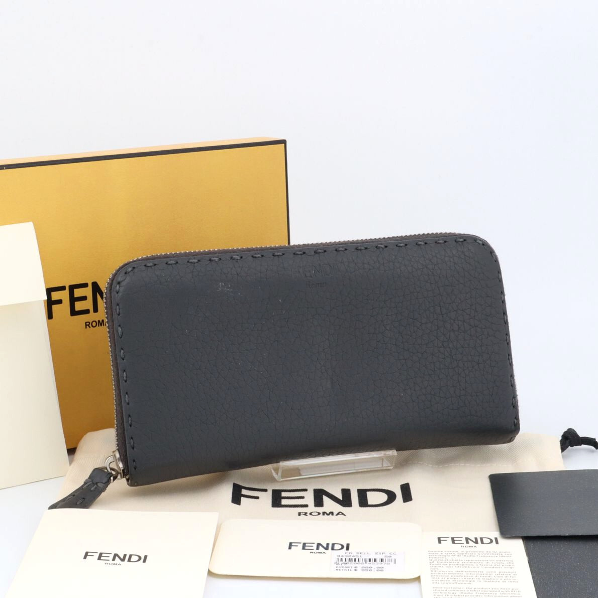 フェンディ FENDI セレリア 長財布 ラウンドファスナー ウォレット グレー メンズ レディース レザー 8M0299拍卖