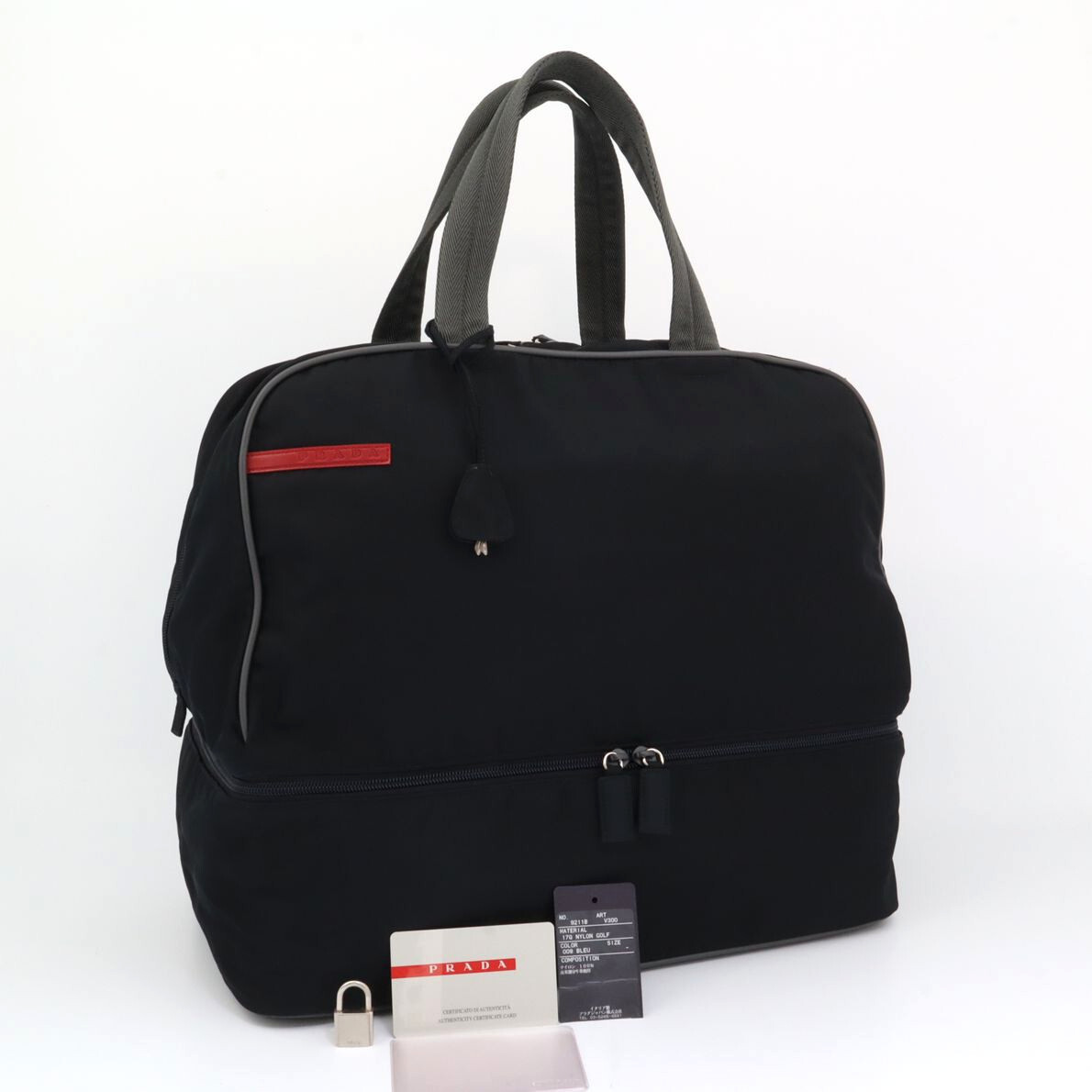 プラダ PRADA スポーツ ナイロン ハンドバッグ ボストンバッグ ゴルフ トラベル 旅行かばん ブラック ネイビー メンズ レディース V300拍卖