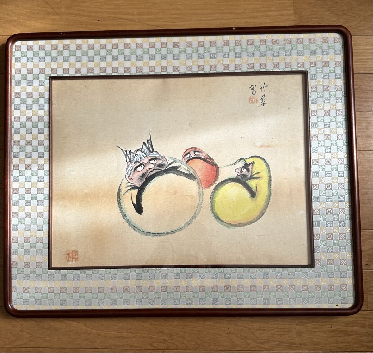 額装 真作 絵画 達磨 落款あり 掘り出し物 現状品拍卖