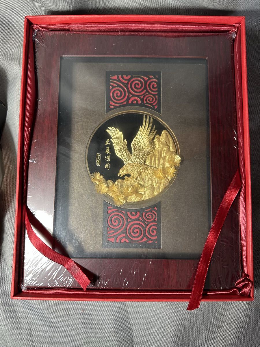 金箔アート(大展鴻図 )3D 彫金 風水 商売繁盛 縁起物 金属鑑定正書付き 額装 インテリア拍卖