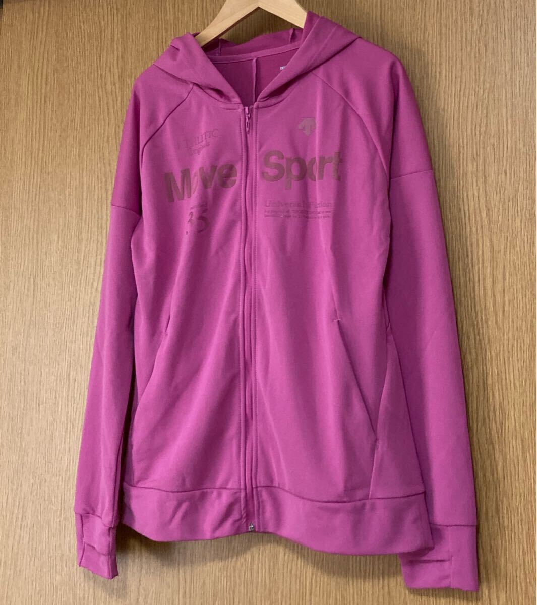 新品同様☆超美品☆ DESCENTE デサント ムーブスポーツ 長袖 フルジップ ジャージ パーカー パープル 紫 M レディース 甲カバー 指穴付き拍卖