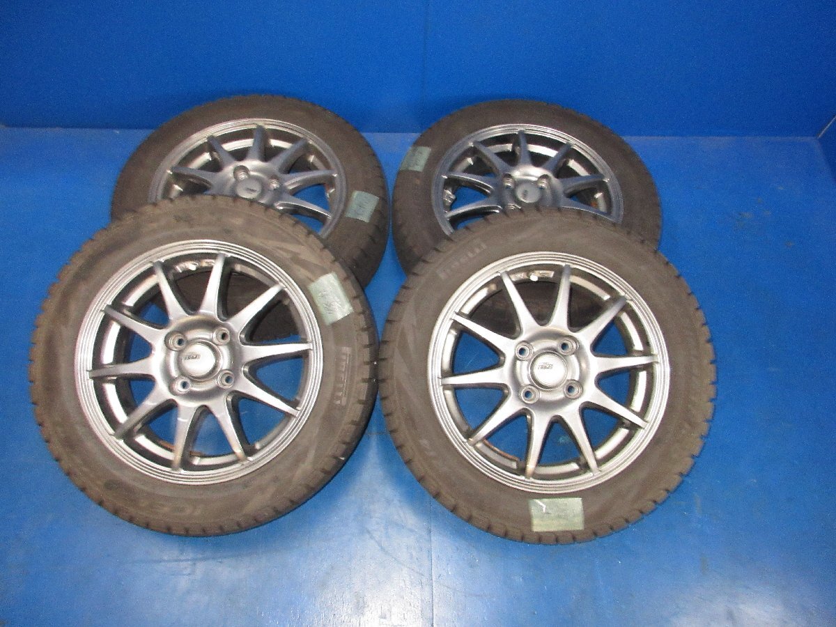 SPORT ABELIA 14インチ タイヤホイール 4本 14×4.5J +45 4穴 PCD100 スタッドレス 155/65 R14 中古品 (K拍卖