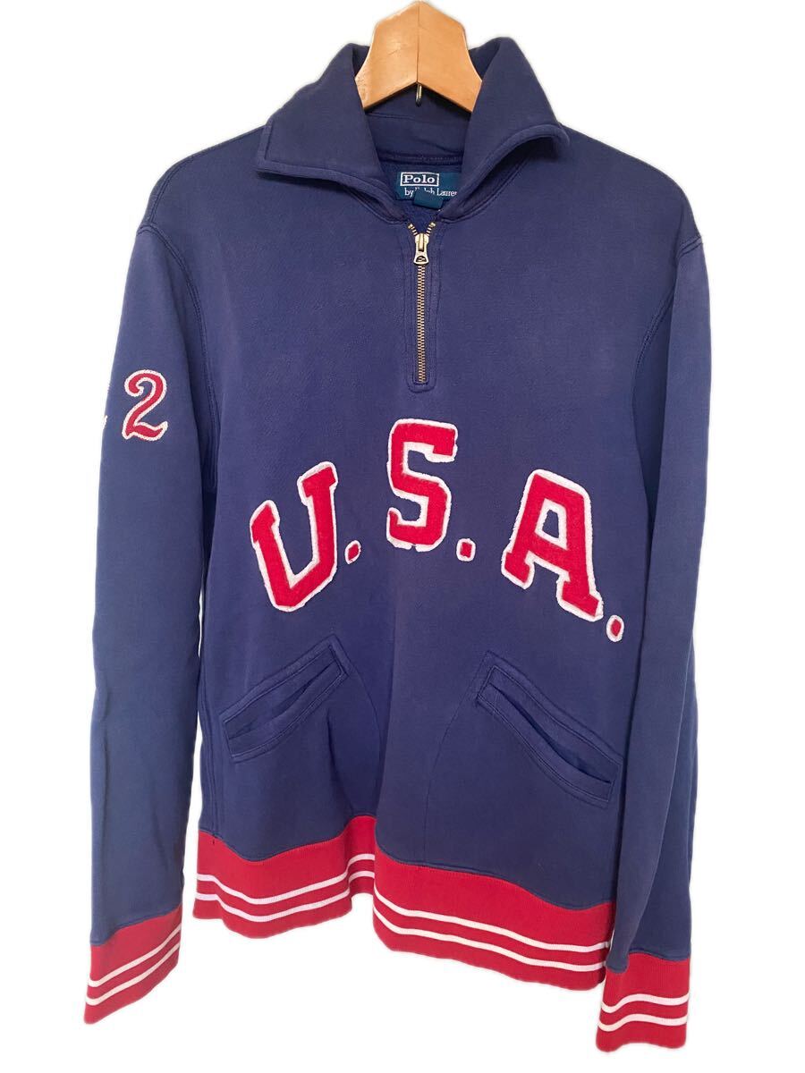 90s ラルフローレン Polo by Ralph Lauren USA ハーフジップ スウェット L拍卖