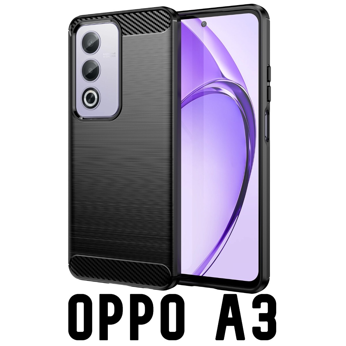 OPPO A3 ブラック スマホケース 上下炭素(ゆうパケ)拍卖