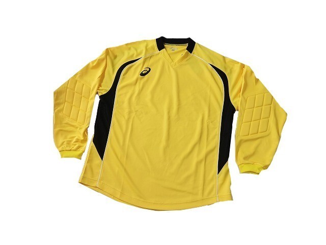【新品】定価7500円 asics/アシックス ゴールキーパー パッド付 長袖 トップス XS1192【M】黄◆サッカー SOCCER キーパー拍卖