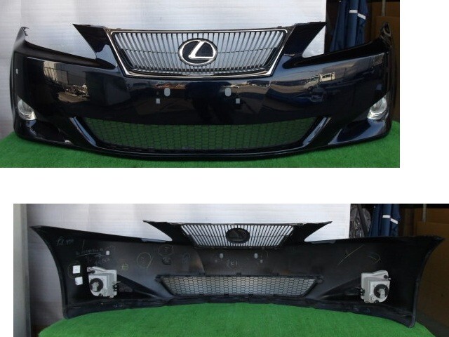レクサス IS250/GSE20 前期 上下グリル+左右フォグ+左右スポイラー+バンパーSet センサー穴有 No.56331 品番52119-53240拍卖