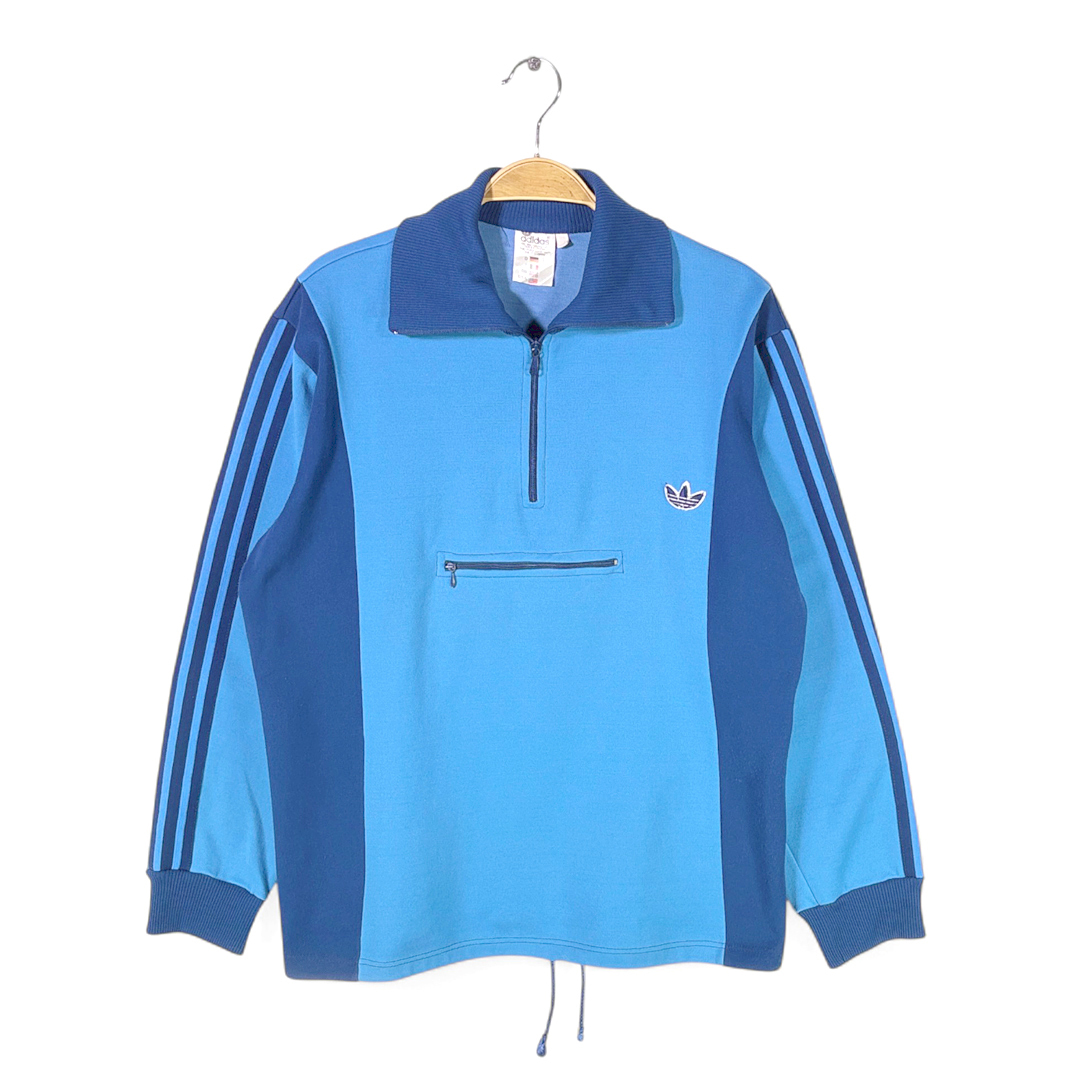 【送料無料】70s アディダス ユーゴスラビア製 ヴィンテージトラックジャケット ジャージ プルオーバー ブルー adidas サイズM @CK0242拍卖
