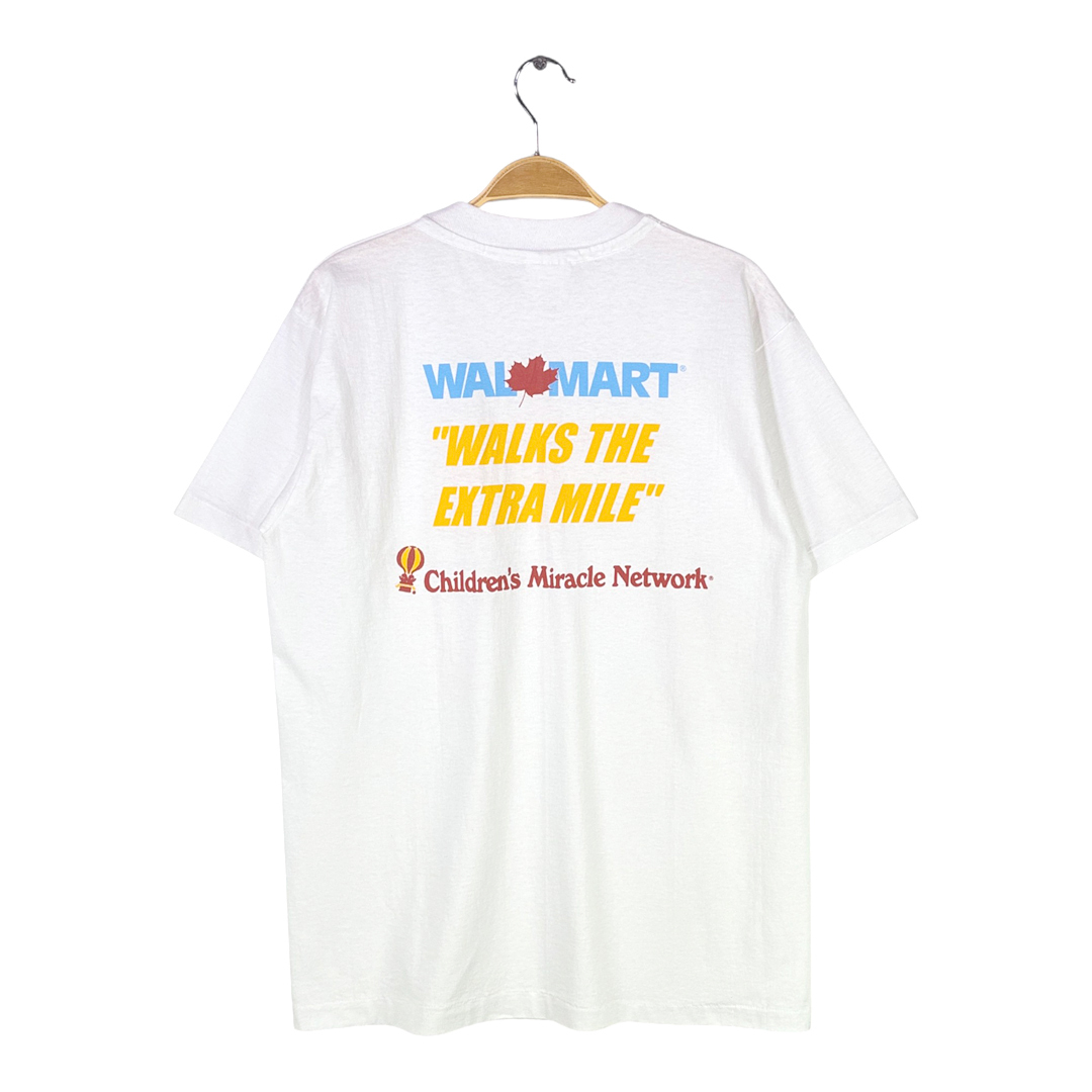 【送料無料】80s ウォルマート USA製 ヴィンテージTシャツ ポケット ポケT ホワイト 企業系 WALMART シングルステッチ HANES L @BZ0488拍卖