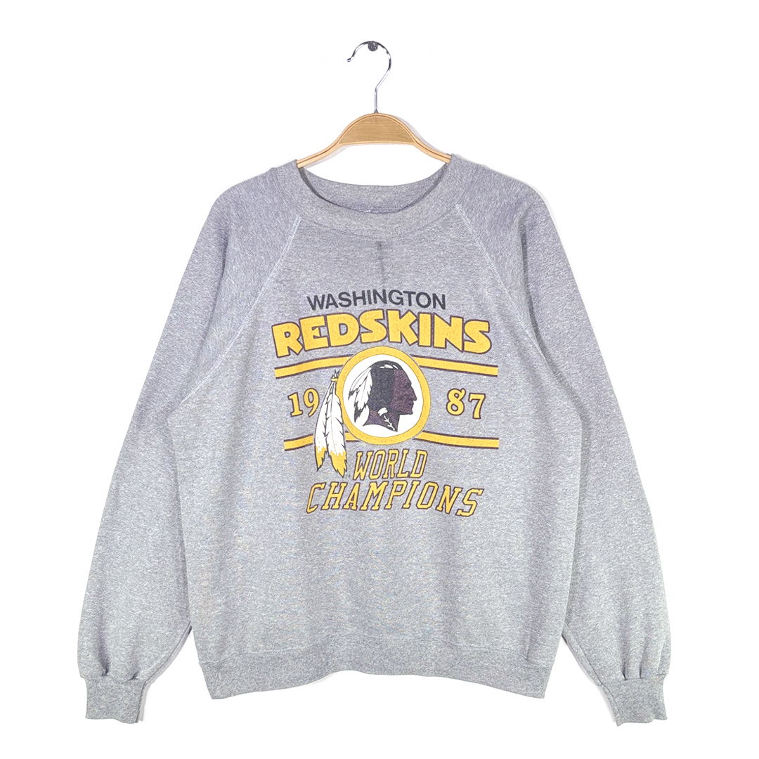 【送料無料】80s NFL ワシントンレッドスキンズ ヴィンテージスウェット インディアンヘッド グレー サイズL相当 古着 @CF0959拍卖