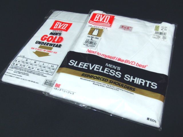 即決新品!富士紡B.V.D.高品質VネックスリーブレスL×2P【参価2千】GOLD UNDERWEAR厳選綿100%インナーウエア紳士肌着メンズTシャツ昭和レト拍卖