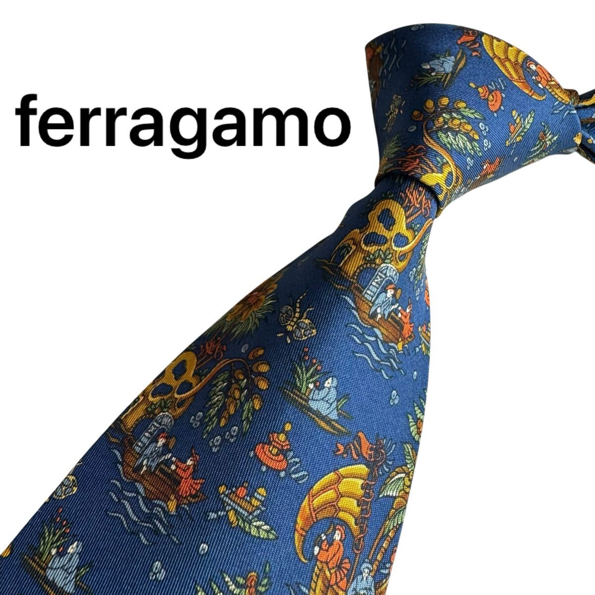 極美品★ ferragamo フェラガモ ネクタイ スーツ ビジネス 成人式 2570拍卖