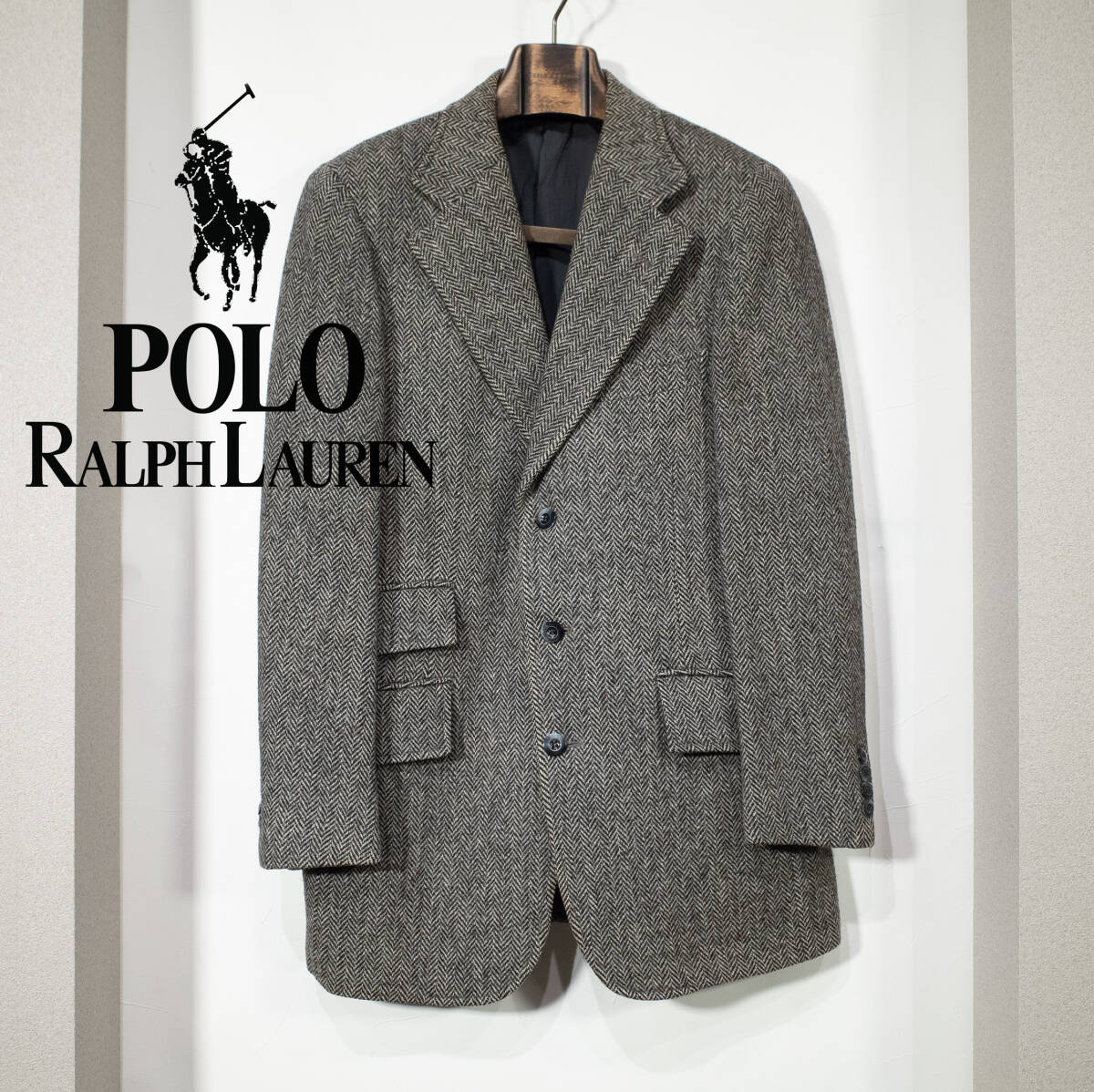 Lサイズ位 / Ralph Lauren ラルフローレン 三角タグ VANイーストタグ 80s ヘリンボーン ツイード ジャケット ヴィンテージ 古着 送料無料拍卖