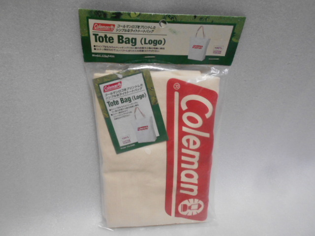 コールマン Coleman トートバッグ 1個 ロゴ 45×45㎝ 20L コットン オフホワイト拍卖