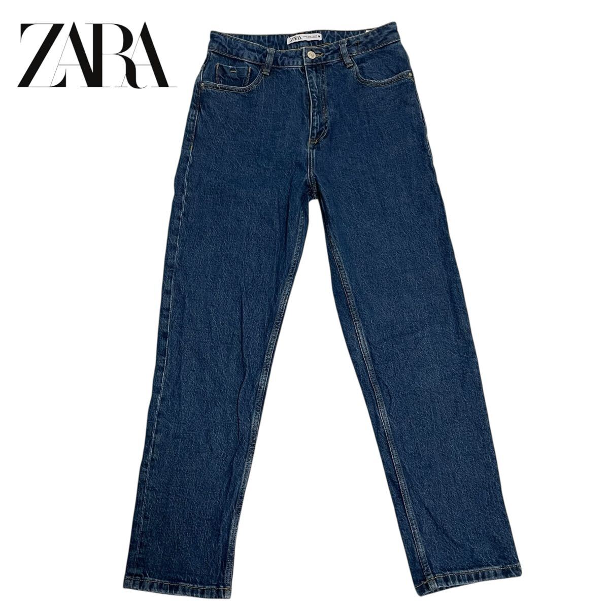 ZARA /ザラ レディース テーパード ストレッチ デニムパンツ ジーンズ ブルー 青 サイズMEX/28 O-2562拍卖