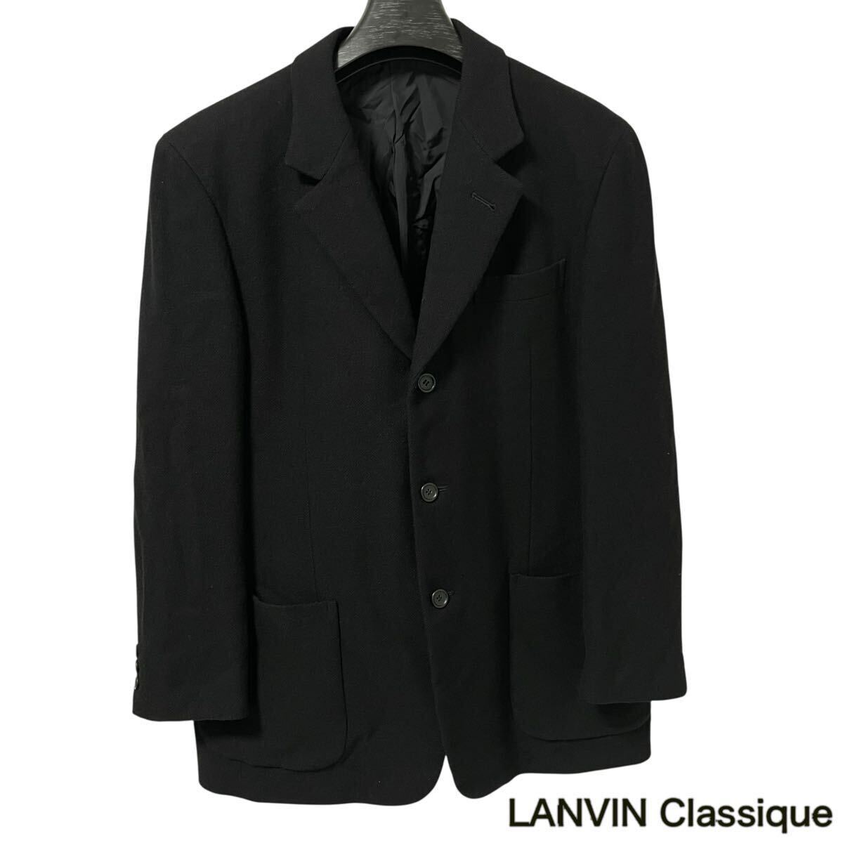 LANVIN CLASSIQUE / ランバン ツイードウール シングル テーラードジャケット チャコールブラック O-2614拍卖