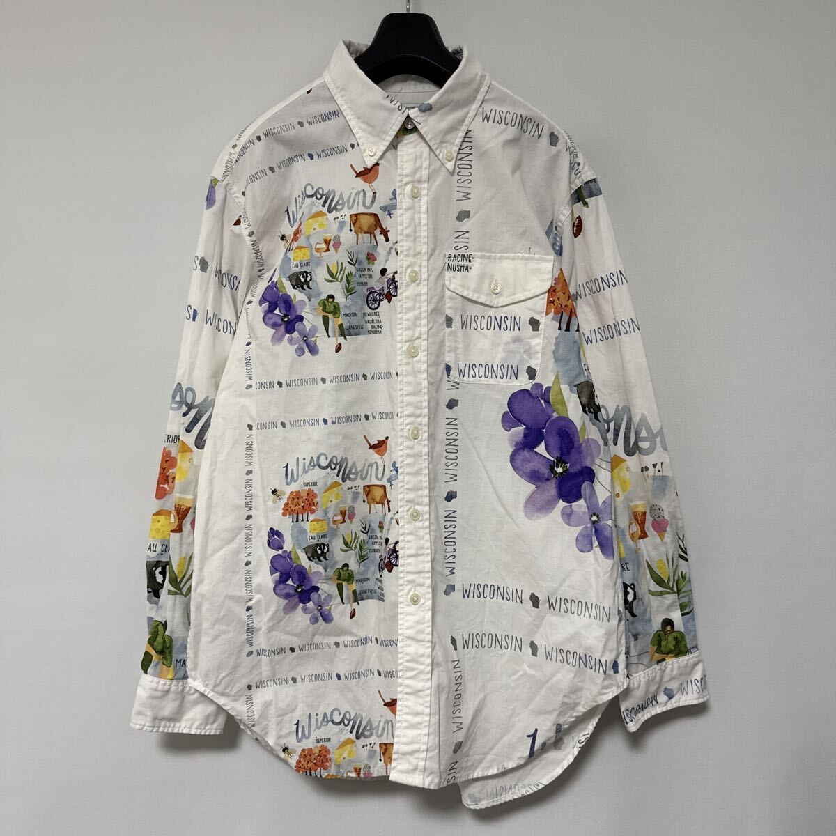美品 Engineered Garments WORKADAY オックスフォード ボタンダウン シャツ M プリント 総柄 エンジニアードガーメンツ BD shirt拍卖