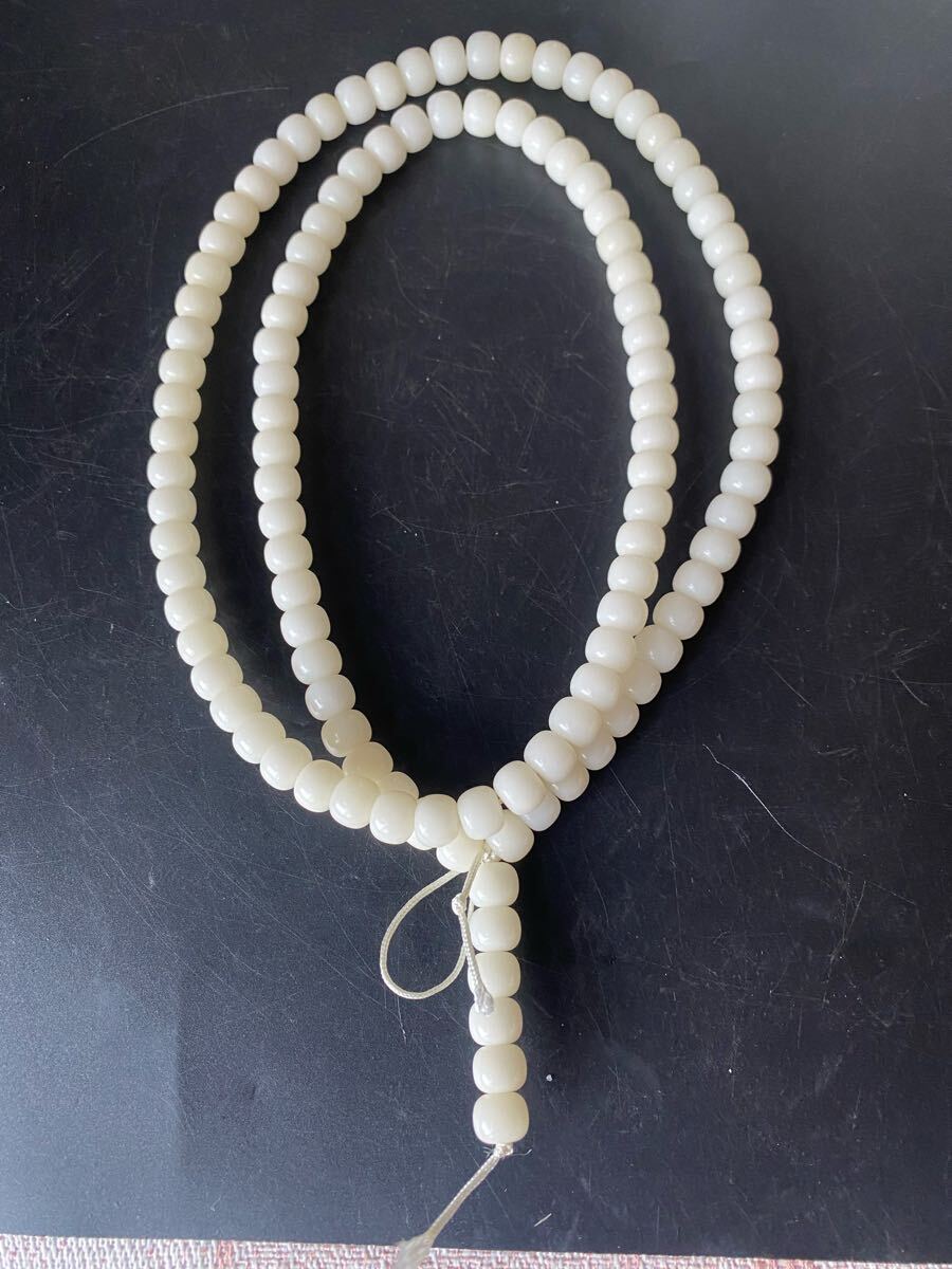 送料無料 天然 御念珠 白菩提 数珠 お守り ネックレス 星月菩提樹 無病念珠 数珠 念珠 1.0×0.8cm 約108玉 男女兼用拍卖