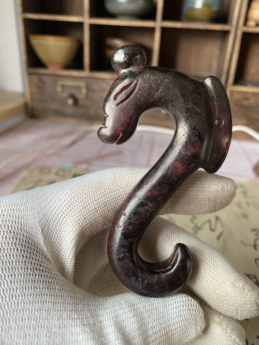 古美術 古玉文化 紅山文化 玉豚龍 勾玉 祭祀器 アンティーク 根付 高さ約10cm拍卖