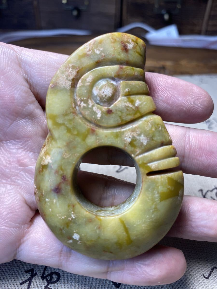 送料無料 古美術 古玉文化 紅山文化 玉豚龍 祭祀器 約8cm 提げ物拍卖