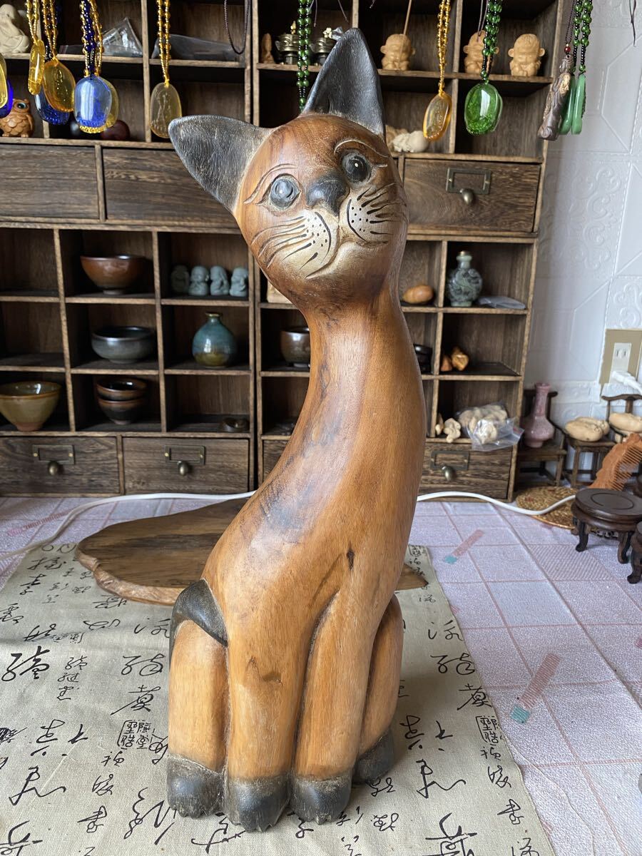 特大ネムねこさんの木彫り 猫 ネコ 木彫 彫刻 置物 オブジェ インテリア 民芸 ハンドメイド拍卖