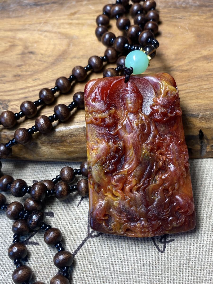 送料無料 龍涎香 ネックレス 龍 雕刻ペンダント 開運 お守リ ストラップ 約7cm 根付 彫刻 数珠 ドラゴン彫刻 金運 幸運拍卖