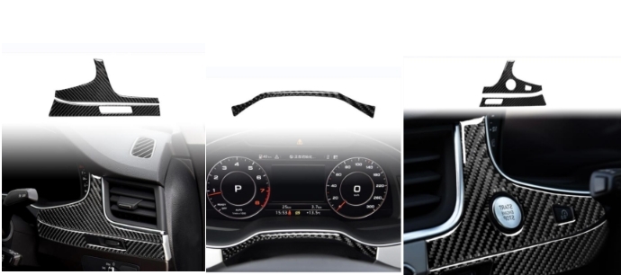 アウディ Q7 4M 2015年- 右ハンドル用 内装インテリアステッカー ダッシュパネルカバー5Pセット カーボン柄 拍卖